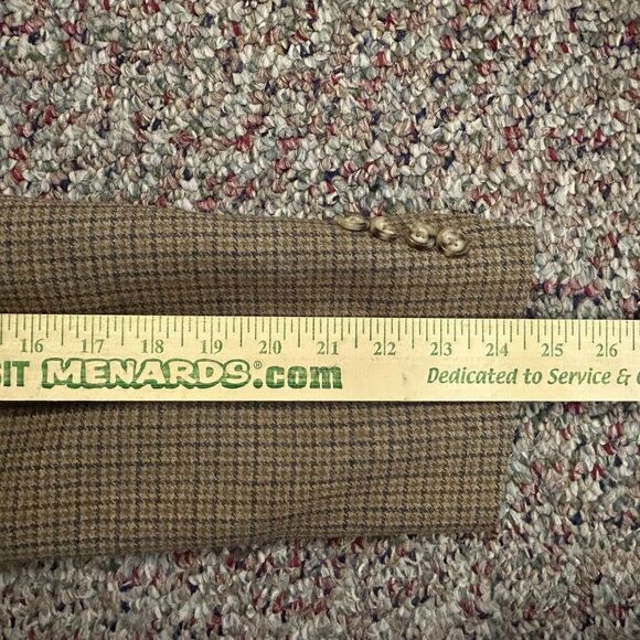 Jos. A. Bank Tan Gray Wine Houndstooth Check Wool 2 Button Sports Coat Size 46R - Picture 16 of 16